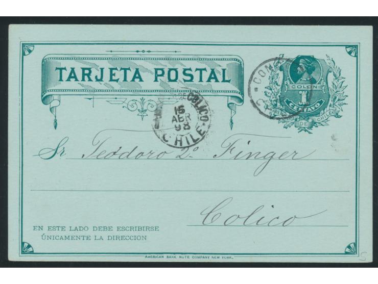 Orts- Ganzsache 1 ct. grün, Stempel Concepcion 1898,  Zudruck Deutscher Krankenhausverein  Generalversammlung, Bedarf
