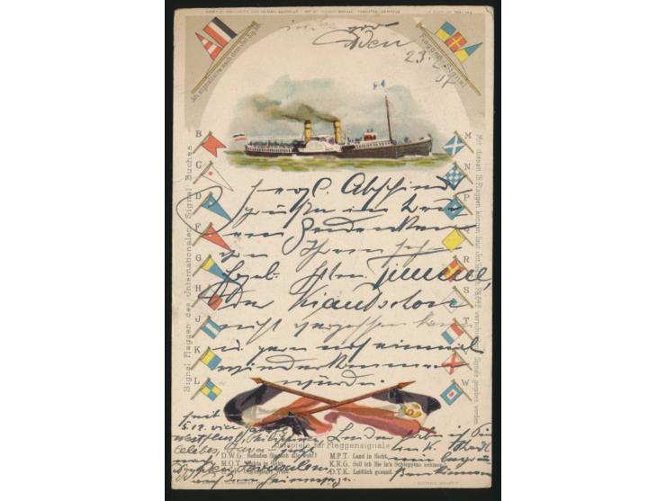 2 x  Indien  Half Anna auf Ansichtskarte mit Stempel  Aden  27.2.07  nach Tsimo,  Durchgangsstempel Singapore to Hong-Kong 17