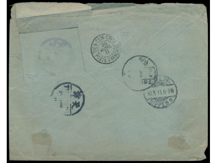 Vordruckumschlag  "Kaiserlich Chinesische Tientsin-Pukow Eisenbahn, Nordstrecke / Bauleitung Tsinanfu"  als Einschreibbrief n