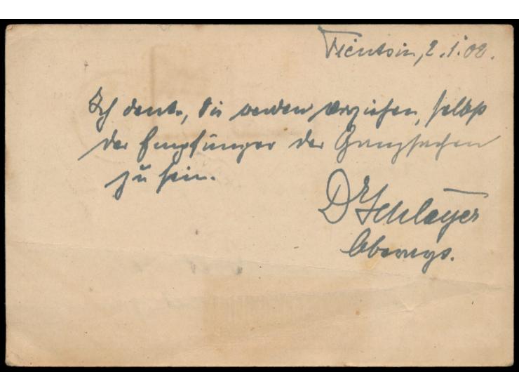 Ganzsache 1 C. (Han No. 1) mit C.I.P. 2 C. und 4 C. nach Deutschland, Stempel  Tientsin  4.1.03, Durchgangsstempel des chines