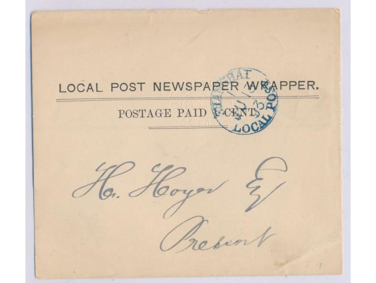 Shanghai,  Local Post Newspaper Wrapper Postage Paid 1/2 Cent, blauer Stempel Shanghai Local Post 13.6.93, Bedarf

