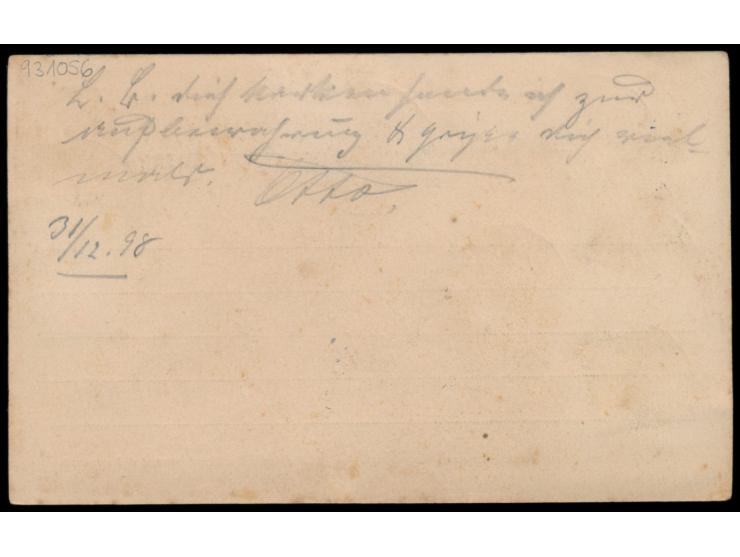 Russische Post,  Russland-Ganzsache 4 Kop. mit Zusatzfrankatur Russland 1 Kop. bis 14 Kop. nach Deutschland, 6 x kleiner blau