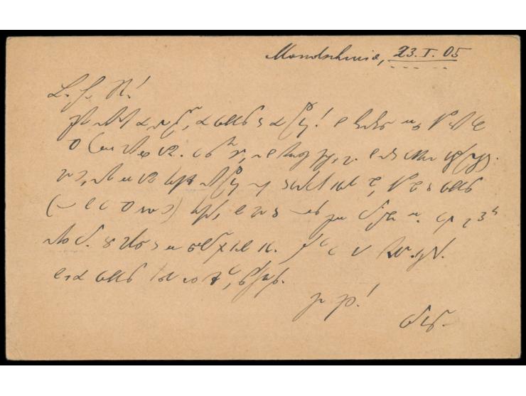 Russische Post in der Mandschurei,  Russland-Ganzsache 3 Kop. mit Stempel  Mandschurija Eisenbahn Zweigpostamt  28.1.1905 nac