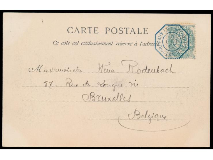 blauer Achteckstempel  Bordeaux a Buenos Ayres 2. LKN No. 5  15.10.03 auf vier Ansichtskarten von  Dakar  nach Belgien, alle 