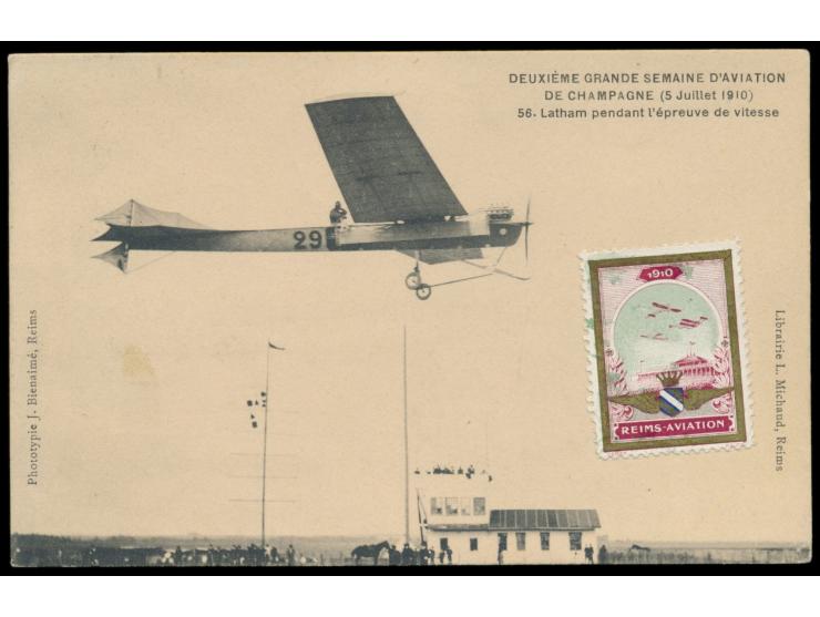 Stempel  Betheny Aviation / Marne  7.7.10 auf Ansichtskarte "Deuxieme Grande Semaine d´Aviation de Champagne" (Bild-Nr. 56 La
