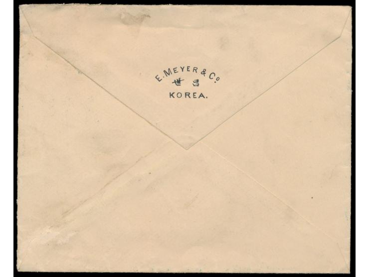 Ausgabe 1900: 3 Ch und 10 Ch auf &nbsp;Einschreibbrief &nbsp;mit Stempel &nbsp;Chemulpo / Coree &nbsp;20.2.02, R-Stempel mit 