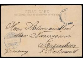 Singapore,  dekorative Ansichtskarte  Raffles Square,  Frankatur sauber abgelöst, 1906 nach Deutschland
