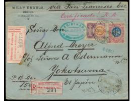 10 C. und 20 C. auf &nbsp;R-Brief mit Rückschein nach Yokohama / Japan, &nbsp;Stempel Mexico D. F. 25.6.1902 und entsprechend