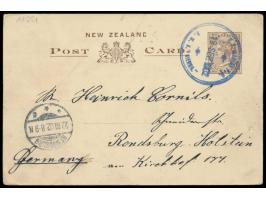 Bildganzsache  1 d. mit Stempel  N. Z. Marine P. O. R. M. S. "Sierra"  19.9.1902 nach Deutschland, geschrieben in Auckland, A