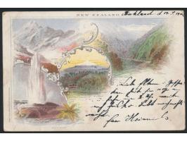 Bildganzsache  1 d. mit Stempel  N. Z. Marine P. O. R. M. S. "Sierra"  19.9.1902 nach Deutschland, geschrieben in Auckland, A