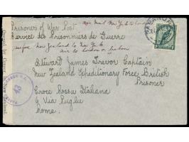 Einzelfrankatur 1 Sh. auf  Luftpostbrief  an einen neuseeländischen Kriegsgefangenen in Italien, Luftpost von New York nach L