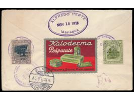 Aufdruckausgabe 1913 (Goldwährung):  Ganzsachenumschlag 2 C. auf 10 C. mit Zusatzfrankatur von 6 weiteren Aufdruckmarken (Ges