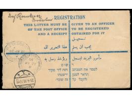 R-Ganzsachenumschlag 13 M. mit Zusatzfrankatur 13 M. nach Deutschland, Stempel  Mea Shearim Jerusalem  22.4.30, handschriftli
