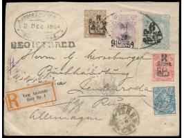 Ganzsachenumschlag 6 Ch. auf 10 Ch. mit Zusatzfrankatur 3 Ch. auf 5 Ch., 6 Ch. auf 10 Ch. und 9 Ch. auf 1 Kr. (Ausgabe 1904) 