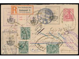 Dt. Reich-Ganzsachen-Antwortteil  10 Pf. mit Zusatzfrankatur 3 x 3 Ch. (Ausgabe 1903) und Täbris-Aushilfsausgabe 2 x 1 Ch. un