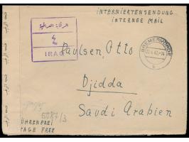 portofreier Interniertenbrief mit Stempel  Bremervörde  22.4.42 an den Deutschen Otto Paulsen im  Internierungslager Djidda /