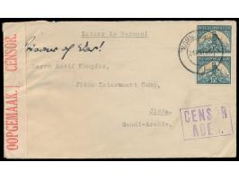 Südafrika  2 x 1 1/2 d. auf Brief mit Stempel  Kommandonek  21.5.42 an den Deutschen Adolf Kämpfer im  Internierungslager Dji