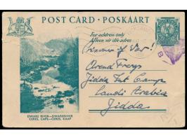 Südafrika-Bildganzsache &nbsp;1/2 d. mit Maschinenstempel &nbsp;Ficksburg &nbsp;30.6.42 an einen Deutschen im &nbsp;Internier