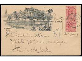 Transvaal,  2 x 1 d. auf Reklameumschlag  Marine Hotel Durban  als Drucksache mit stummem Stempel nach New York, eine Marke e