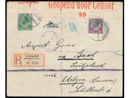 Südafrika 172 d. und 6 d. auf  Einschreibbrief  mit aptiertem deutschen Segmentstempel  Swakopmund  14.8.16 "via Basel" nach 