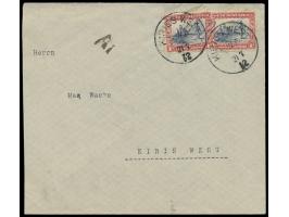 2 x 1 d. auf Brief nach Kiries West, handschriftliche Entwertung der Auto-Kraftpost, sehr seltener Stempel &nbsp;Kiries West 