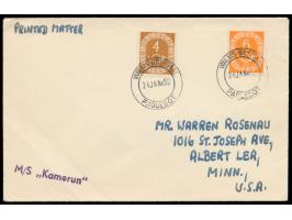 Stempel  Walvis Bay / Baai Paquebot  24.1.52 auf Drucksache mit Bundesrepublik Deutschland 4 und 6 Pf. Posthorn nach USA, Sch