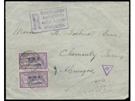 Einschreibbrief aus Beyrouth nach Deutschland, Frankatur 2 x  O. M. F. Syrie 3 Pia.  auf 60 C., Entwertungsstempel und R-Stem