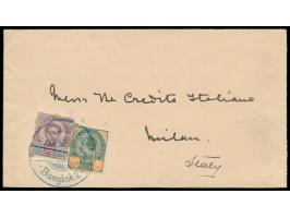 Mischfrankatur 8 Atts (1899) mit 1 Att auf 24 Atts (1907) auf  Auslandsbrief nach Italien,  blauer Stempel  Bangkok 2  10.4.1