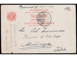 Ansichtskarte aus Bangkok an den internierten Kapitän des Dampfers Braunfels Johann Zimmermann im indischen Internierungslage