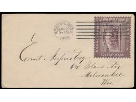 Umschlag mit  Reklamefeld "G. Levor"  mit senkrecht eingeklebter  2 C. Columbus  mit abgeschnittener Zähnung (farbgleich), Ma