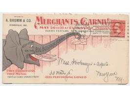 Advertising Cover, &nbsp;2 Ct. auf Reklameumschlag &nbsp;&quot;Merchant Carnival Evansville 1902&quot; &nbsp;mit Abbildung ei