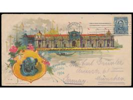 5 C. Lincoln auf mehrfarbigem Bildumschlag  "World´s Fair St. Louis 1904 - Electrical Building"  nach Deutschland, Machinenst