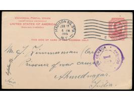 Lot von 4 USA-Ganzsachen aus New York 1914 bis 1916 an den internierten Kapitän des  Dampfers Braunfels  Johann Zimmermann im