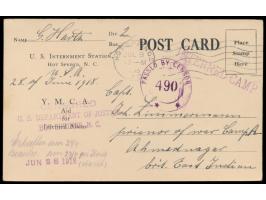 Vordruckkarte  U.S. Internment Station Hot Springs - Y.M.C.A Aid for Interned Aliens,  Maschinenstempel  Hot Springs  8.7.191