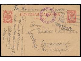 Stempel &nbsp;U. S. Postal Agency Siberia &nbsp;22.11.18 auf &nbsp;Russland-Ganzsache &nbsp;3 Kop. nach Deutschland, vorderse