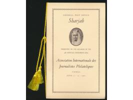 Sharjah, 2 Geschenkhefte des General Post Office &nbsp;anlässlich des AIJP-Kongresses in Wien 11.- 12.6.1965, mit Bild des Em