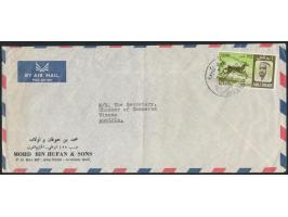 Abu Dhabi, &nbsp;125 fils auf langformatigem Luftpostbrief nach Österreich, Stempel Abu Dhabi 29.5.68

