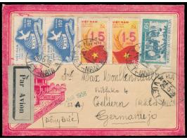 Nord-Vietnam, Luftpostbrief mit Sondermarken-Mischfrankatur nach Deutschland, Frankatur 50 D. (Analphabetismus), 2 x 150 D. (