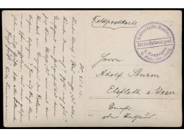 Helgoland,  Fotoansichtskarte einer Matrosengruppe vor dem  Lichtspieltheater,  Briefstempel Kaiserliche Marine 5. Kompagnie 