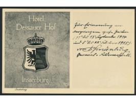 Insterburg,  Hotel Dessauer Hof,   mit gedrucktem Text  Hindenburg zur Erinnerung 1914 ...,  Frankatur 6 Pfg. Hindenburg, Mas
