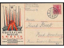 Nordische Woche Lübeck 1921,  Werbekarte mit dem Plakatentwurf von  Alfred Mahlau  (1894 - 1967), Frankatur 40 Pf., Stempel L