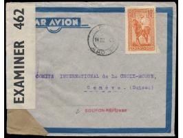 Madagaskar, &nbsp;Einzelfrankatur 10 F. auf Luftpostbrief 19.3.43 an das Rote Kreuz in der Schweiz, roter Z1 Coupon reponse, 