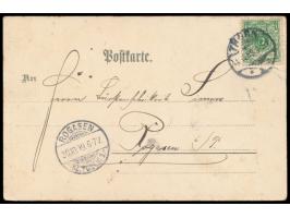 Thorn,  Westpreußen, Litho-Ansichtskarte mit fünf Teilbildern, u.a.  Flösser auf der Weichsel,  Frankatur 5 Pfg. Krone/Adler,