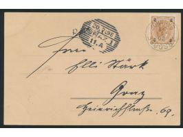 Vers Sacrum Nr. 6,  Monogramm  Josef Hoffmann,  seltene Litho-Ansichtskarte, Frankatur Österreich 2 Kr., Stempel Absdorf Bahn