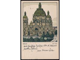 Wiener Werkstätte No. 434:  Berlin: Der Dom, mehrfarbig, Künstler-Signatur KG,  Gustav Kalhammer  (1886 - 1919),   Frankatur 