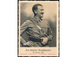 3 verschieden Foto-Ansichtskarten Adolf Hitler "Der Befreier Deutschlands" 30.1.1933 mit rotem Textzudruck "Oesterreich: 10 A