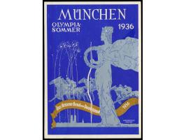 München - Olympia-Sommer 1936,  Künstlersignatur Ehrenberger, München, Frankatur 5 Pf., Maschinenstempel München 4.9.36, Orts
