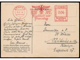 Braune Hansa Messe  9.-24. Juni 1934 Bremen (Leuchtturm Roter Sand), mehrfarbige Propagandakarte mit anlassbezogenem  Absende