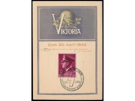 Viktoria - Zum 20. April 1942 ...  mit Sondermarke 12 Pf. Hitler, Sonderstempel  Braunau (Inn)  20.4.1942, bedarfsgebraucht m