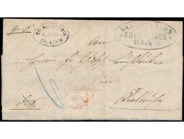 Faltbrief mit Inhalt aus Grenzach vom 14.2.1865 nach Karlsruhe, Ovalstempel &nbsp;Rheinfelden Postabl. Grenzach &nbsp;und gro